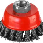 Корщётка на УШМ D-65 М14/чашка/жгутированная стальная проволока 0,5 мм, / MIRAX/35104-065