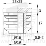 Заглушка  25х25 мм для труб квадратного сечения 25-25ПЧК